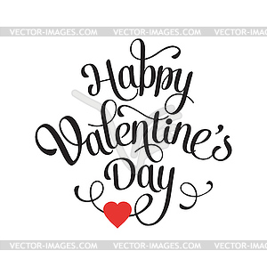 Happy Valentines Day Vintage Card With Lettering - vector clipart