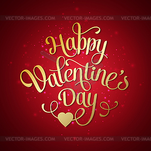 Happy Valentines Day Vintage Card With Lettering - vector clipart