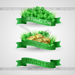 Set of Saint Patrick Day Banner with clover and - vector clip art