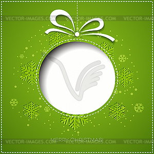 Merry Christmas greeting card with bauble. Paper - vector clip art