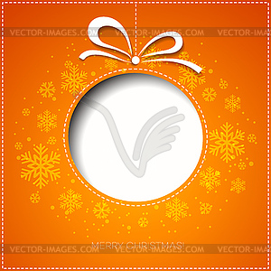 Merry Christmas greeting card with bauble. Paper - vector image