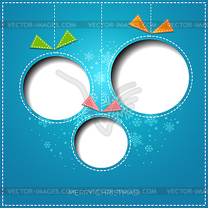 Merry Christmas greeting card with bauble. Paper - stock vector clipart