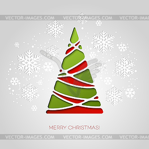 С Рождеством Христовым дерево открытка. Дизайнерская бумага - изображение в векторном формате