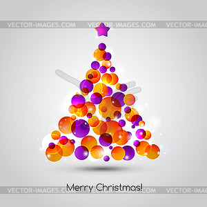Merry christmas tree greeting card - vector image