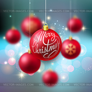 Merry Christmas Bauble greeting card - stock vector clipart