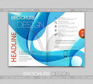 Abstract template brochure design with blue wave - vector image