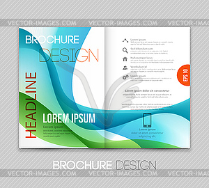 Abstract template brochure design with blue wave - vector clip art