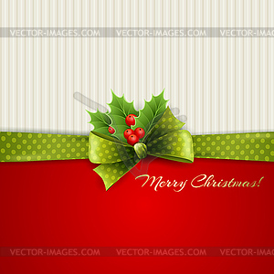 Christmas decoration with holly leaves - vector clip art