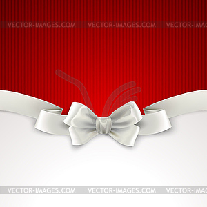 Red Christmas background with white silk bow - vector clipart