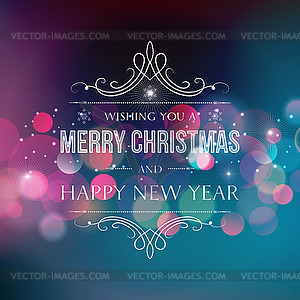 Abstract Christmas light background wuth retro frame - vector image