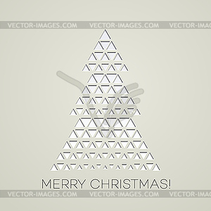 Merry Christmas tree with triangle shape - vector image