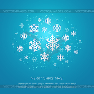 Merry Christmas greeting card with snowflakes - vector clipart