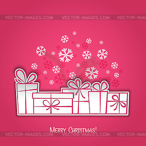 Merry Christmas gift greeting card. Paper design - vector image