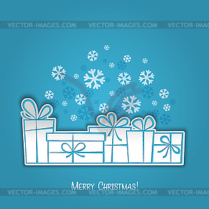 Merry Christmas gift greeting card. Paper design - royalty-free vector image