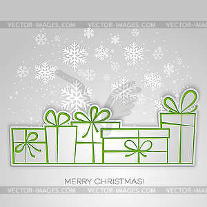 Merry Christmas gift greeting card. Paper design - vector clip art