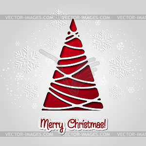 Merry Christmas tree greeting card. Paper design - vector clipart