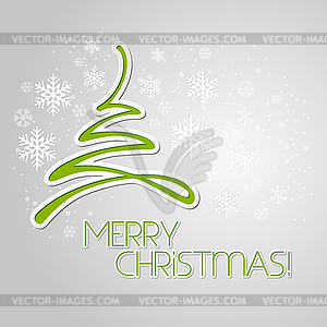 Merry Christmas tree greeting card. Paper design - vector clipart