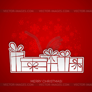 Merry Christmas gift greeting card. Paper design - vector image