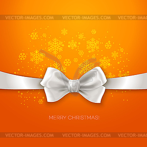 Orange Christmas background ribbon with white silk - vector clipart