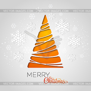 Merry Christmas tree greeting card. Paper design - stock vector clipart