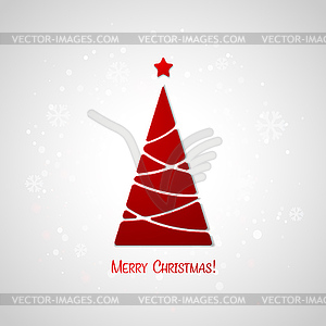 Merry Christmas tree greeting card. Paper design - vector clip art