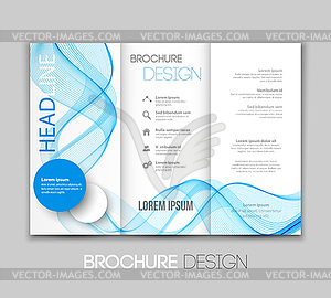 Template leaflet design with color lines - vector image