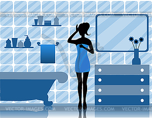 Woman in bathroom - vector clipart / vector image