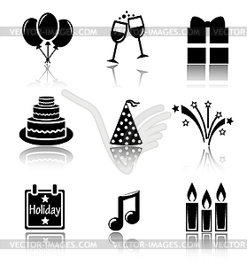 Set of black icons holidays - royalty-free vector image