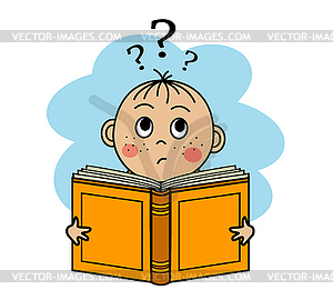 boy reading book vector