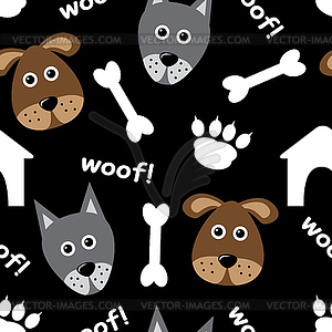 Cartoon seamless pattern with dogs - vector clipart