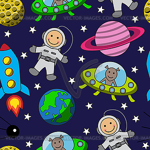 Cartoon seamless space  - vector clip art