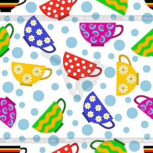 Seamless pattern with colorful cups - vector clip art