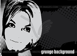 Woman's face grunge vector illustration - vector clipart