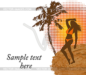 Woman in a bathing suit on the beach - vector image