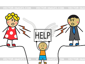 Parents abused child - vector image