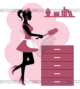 Woman makes cleaning - color vector clipart