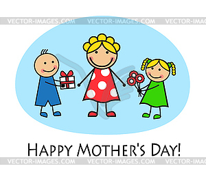 Cartoon card for Mother's Day - vector image