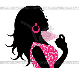 Woman spraying perfume - vector image