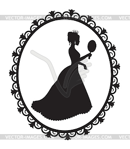 Princess silhouette in the frame - vector clipart