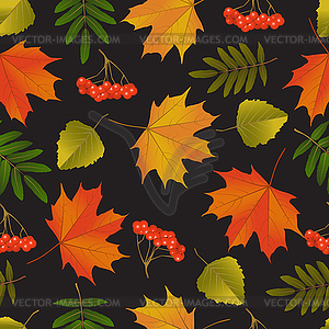 Seamless background with autumn leaves - vector image