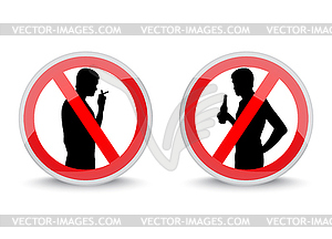 Signs prohibiting smoking and drinking alcohol - vector image