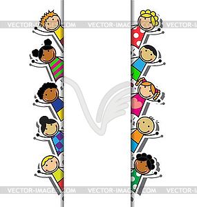 Cartoon background with children - vector image