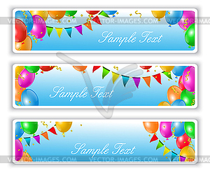 Holiday banners with balloons - vector image