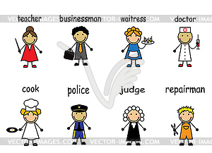 Cartoon people of various professions - vector image
