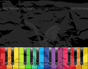 Фортепиано с разноцветными клавишами - векторная иллюстрация