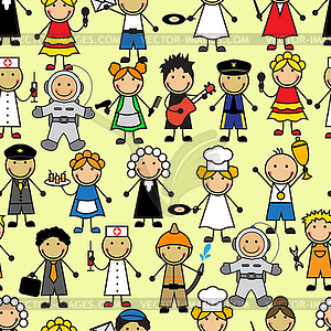 Cartoon seamless pattern with employees - vector image