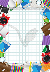 Framed with school supplies - vector image