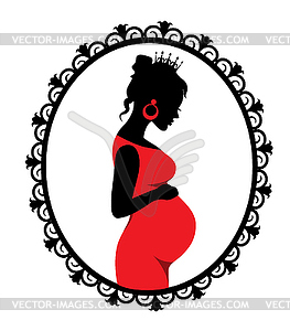 Pregnant woman in a patterned frame - vector image