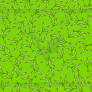 Green seamless pattern with abstract leaves - vector image