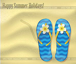 Flip-flops on the sand - vector clipart